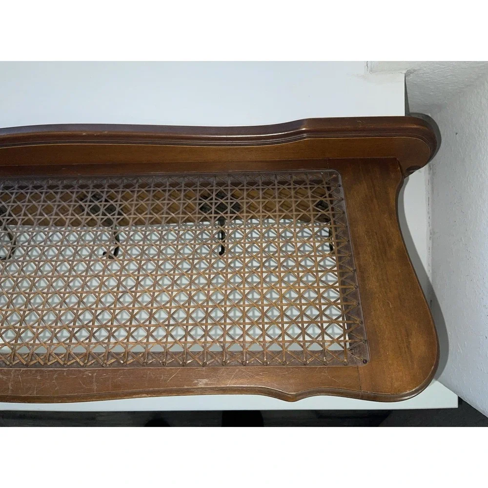 Vintage German STIL Wood Wall Shelf With‎ Coat Hooks Rattan/Cane Shelf READ